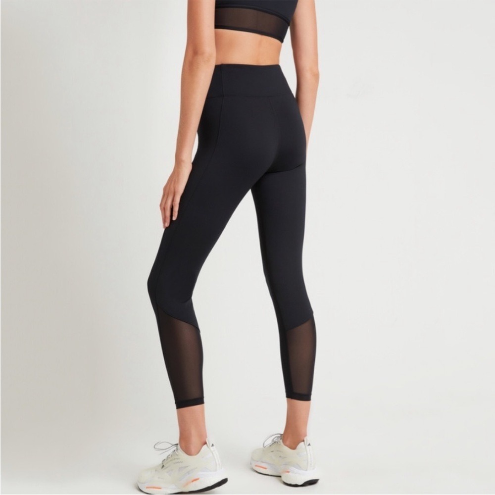 LE ORE Leggings Women's XS Black Mesh‎ Panel High Rise Yoga Activewear Pants